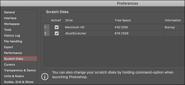 scratch disk for photoshop mac